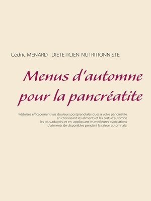 cover image of Menus d'automne pour la pancréatite